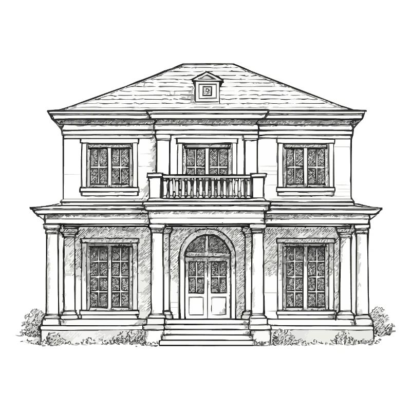 Façade de la villa dessinant un style vintage