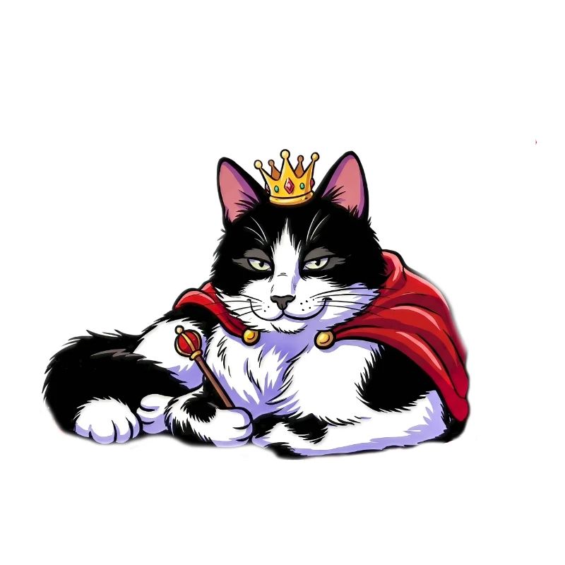 Chat royal avec couronne et cape