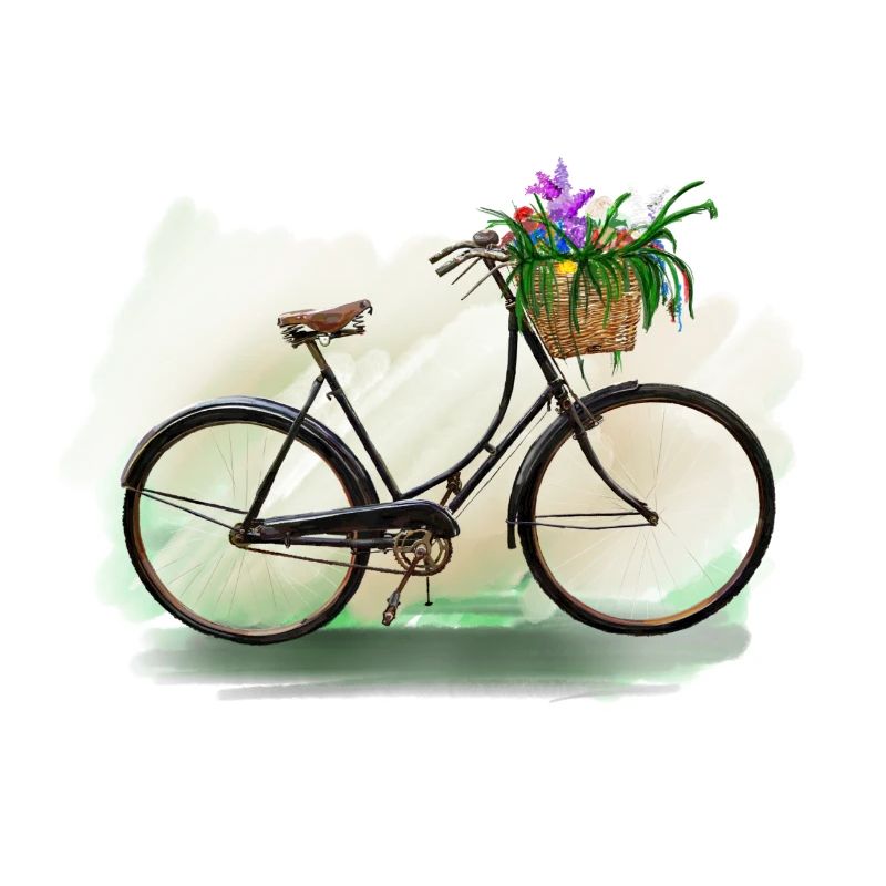 Blumenfahrrad mit Korb