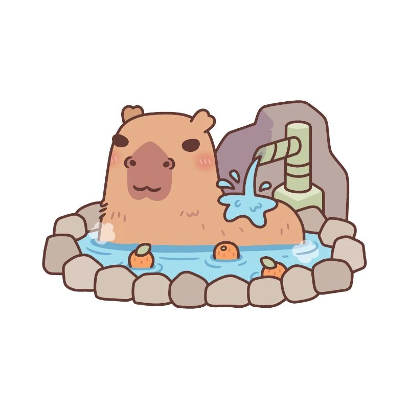 Süßes Capybara Chilling in Hot Spring Onsen