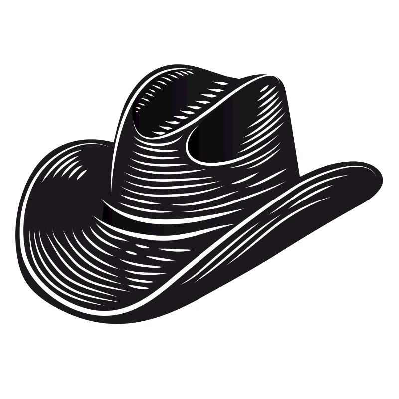 black cowboy hat,western hat vector illustration style