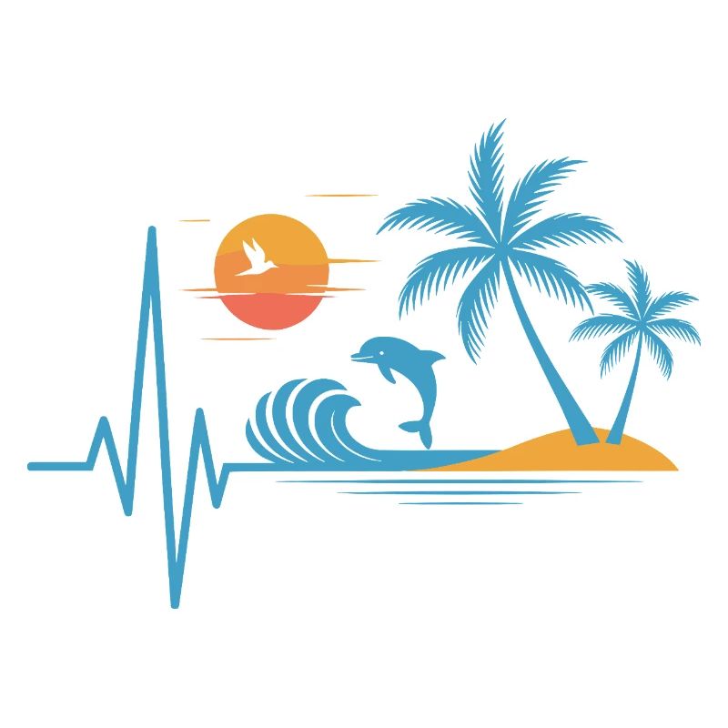 Tropical design palm trees dolphins vacation
