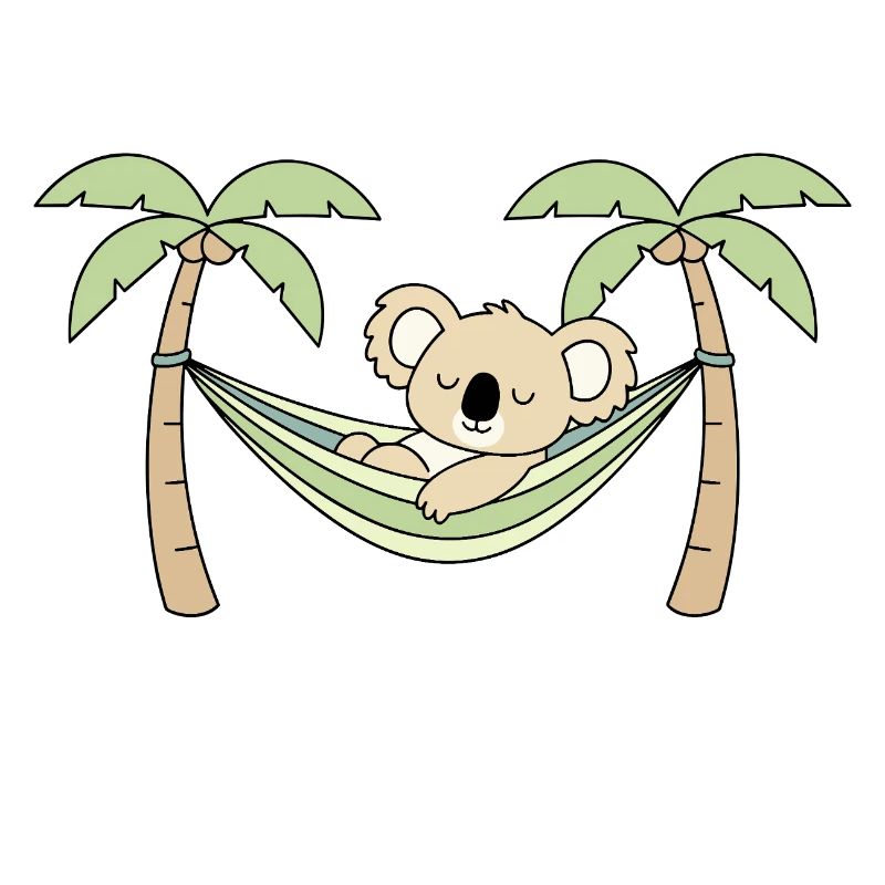 Koala in the hammock palm trees