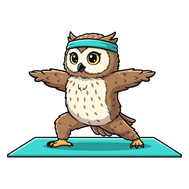 Yoga Owl Bird Doing Warrior Pose Art