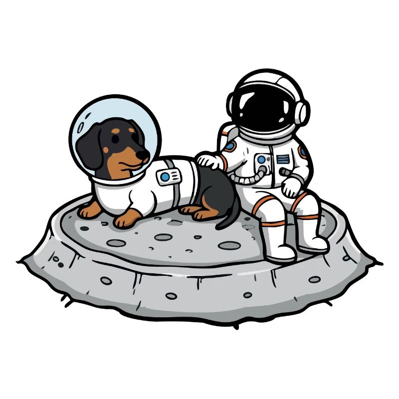 Astronaute Chien Teckel Lune Espace