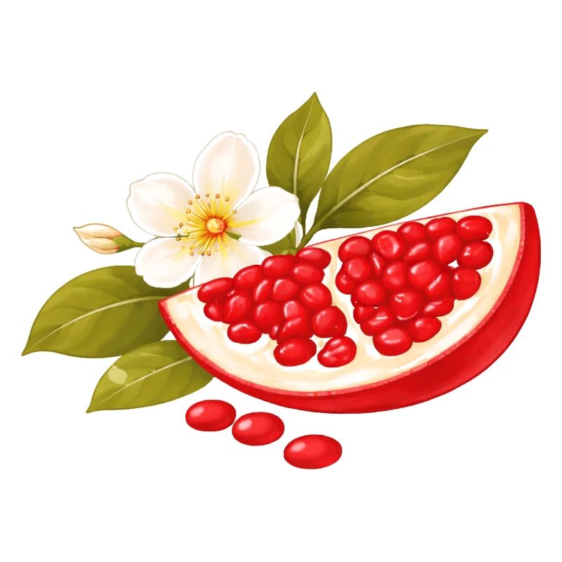 Illustration de grenade avec fleurs – Botanique