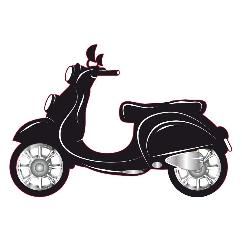 Ein schwarzer Motorroller mit farbigem Rand