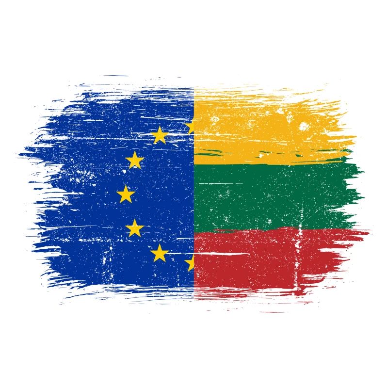 Mélange de drapeaux de l’UE et de la Lituanie