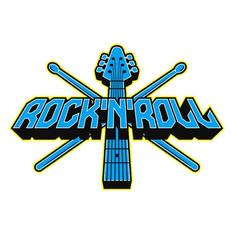 Rock'n'Roll Guitar and Drumsticks 3D Logo