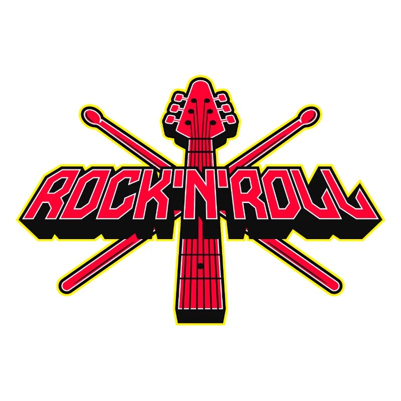 Rock 'N' Roll Guitar and Drumsticks Emblem