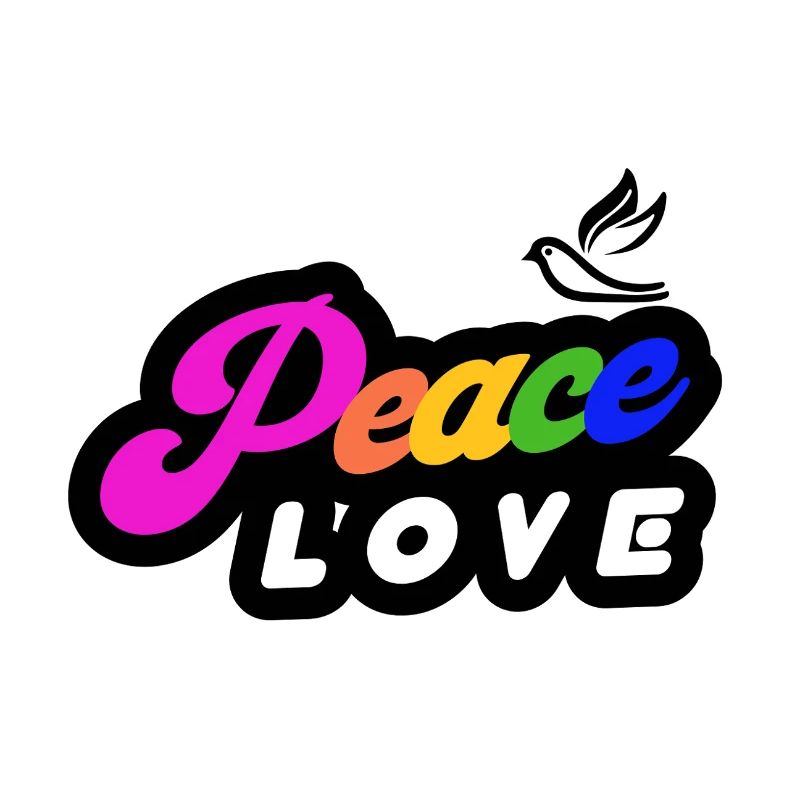 Peace Love Regenbogen Retro