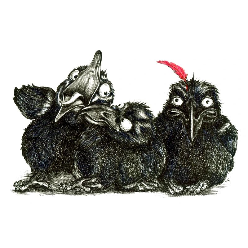 three young cheeky kraehen