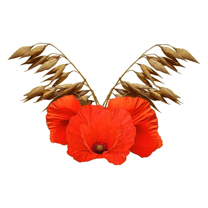 ländliche blumenmuster, Mohnmuster mit Hafer