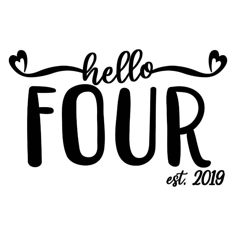 4. Geburtstag Kinder Mädchen 4 Hallo Vier Est. 2019