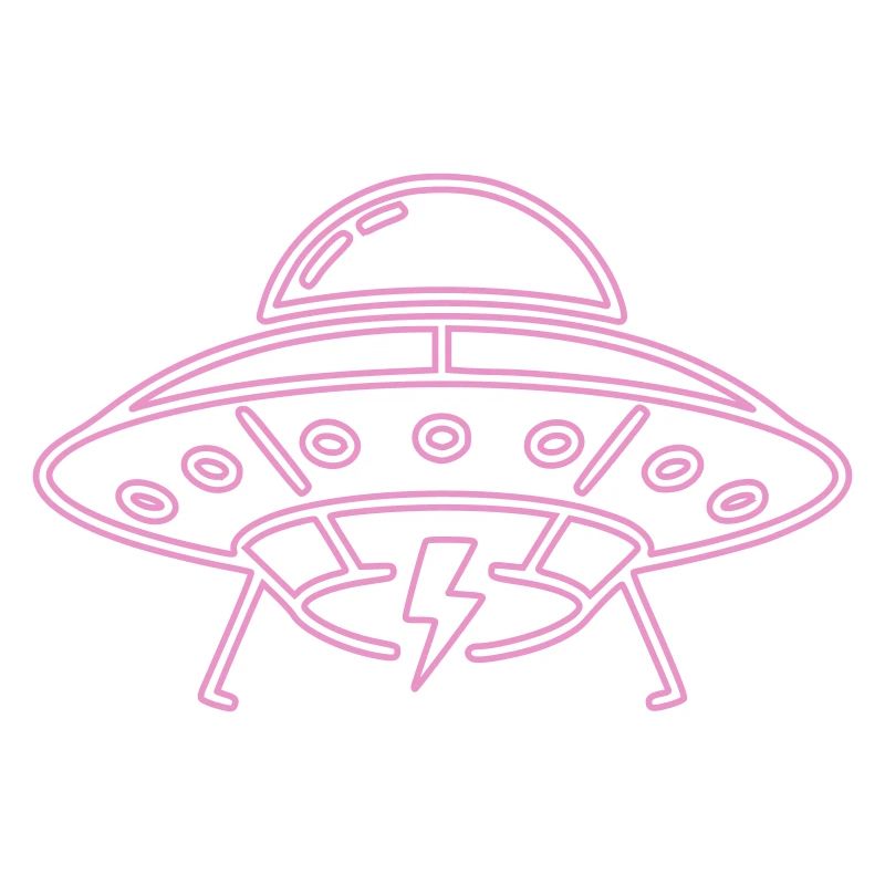 UFO Neon Pink Lightning Party Techno Vector