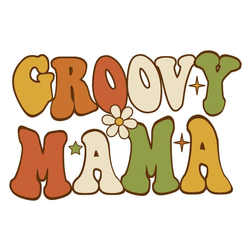 Groovy Mama Retro Flower Typography