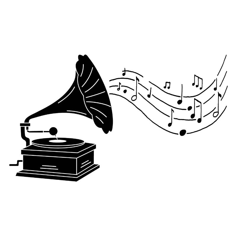 Black gramophone and music