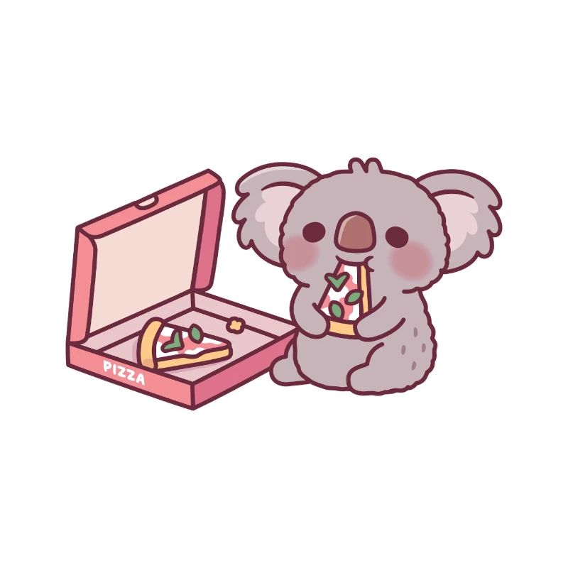 Mignon Koala Ours Mangeant Pizza