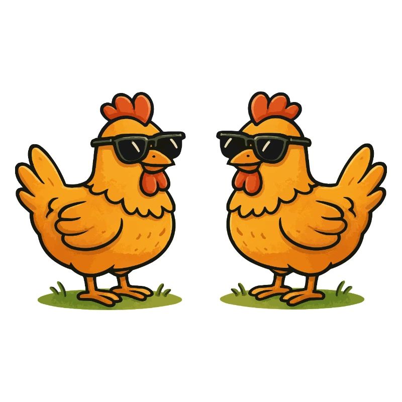 Poulets avec lunettes de soleil