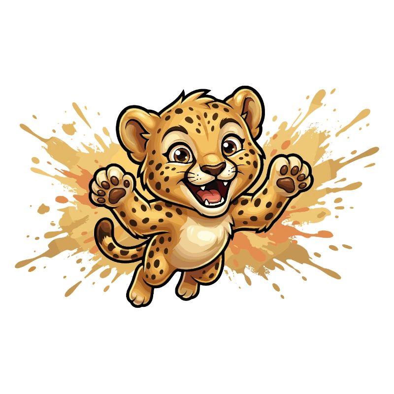 Jumping leopard cub