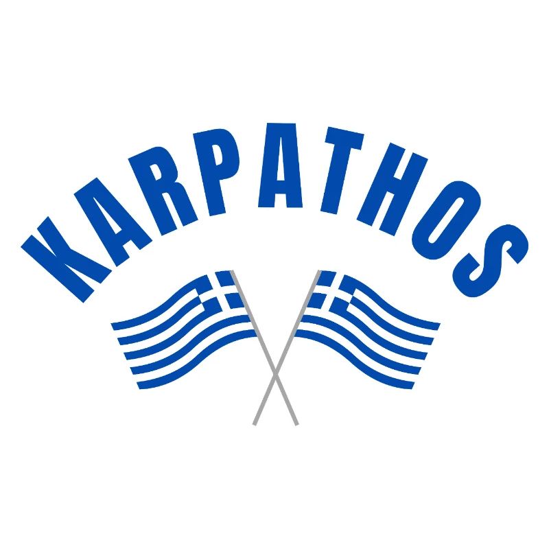 Karpathos avec drapeaux grecs croisés