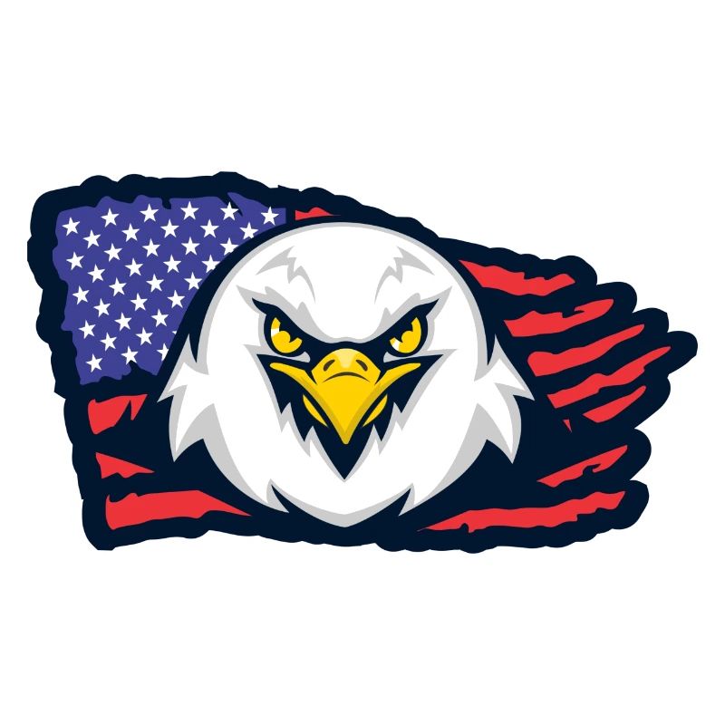 Aigle américain avec drapeau