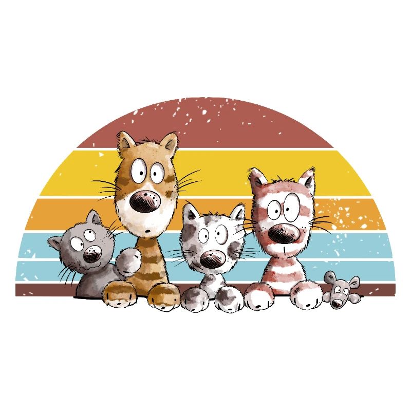 Droll Cats Dessin animé Vintage Chat Lover