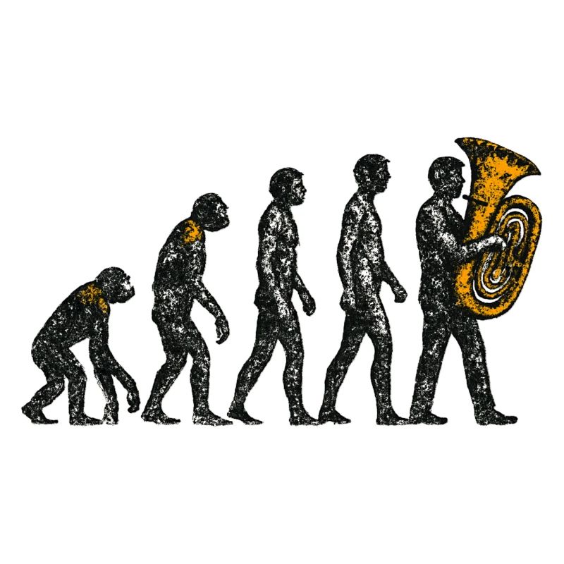 Evolution to Tuba Player Grunge Design