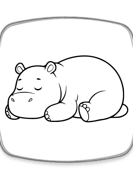 Sleeping Hippopotamus Tired Outline