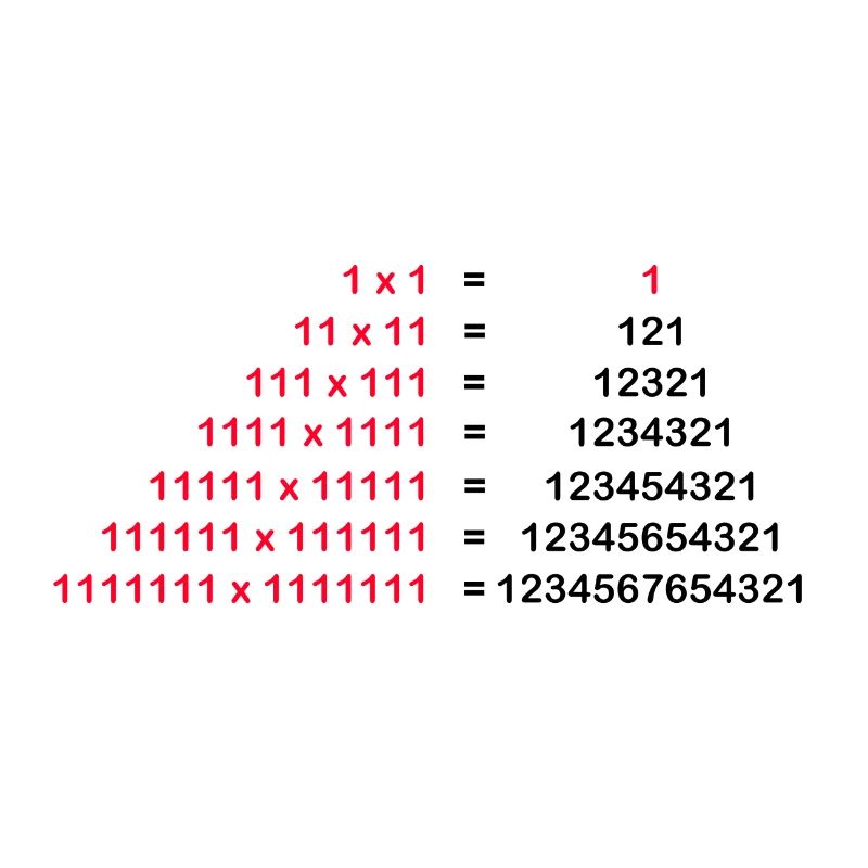 Number Palindrome Mathematics Physics 1x1 1^2 Gift