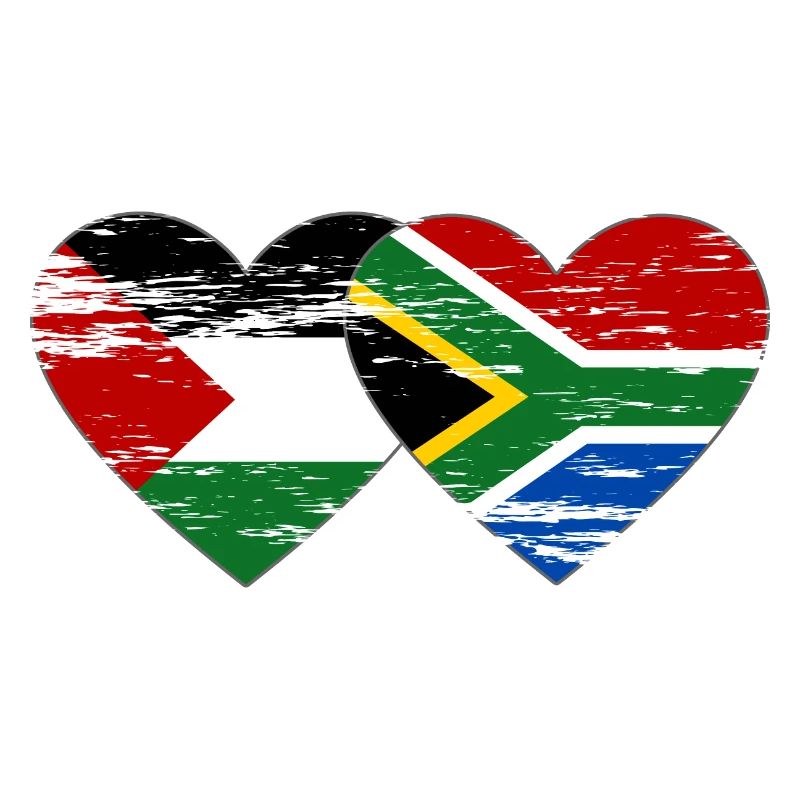 Palestine Afrique du Sud drapeau coeur utilisé