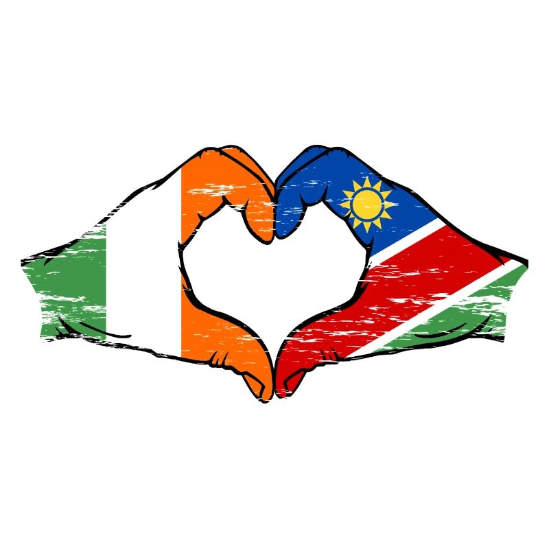 Ireland Namibia Flag Hands Heart Shape