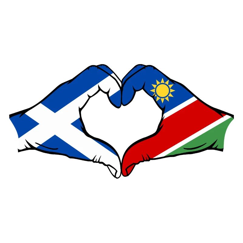 Scotland Namibia flag hands heart shape