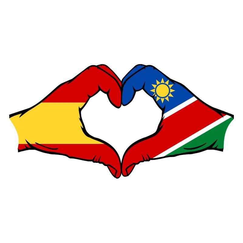 Spain Namibia Flag Hands Heart Shape