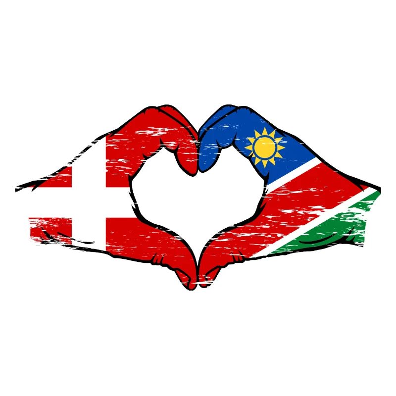 Danemark, mains drapeau de la Namibie, cœur utilisé
