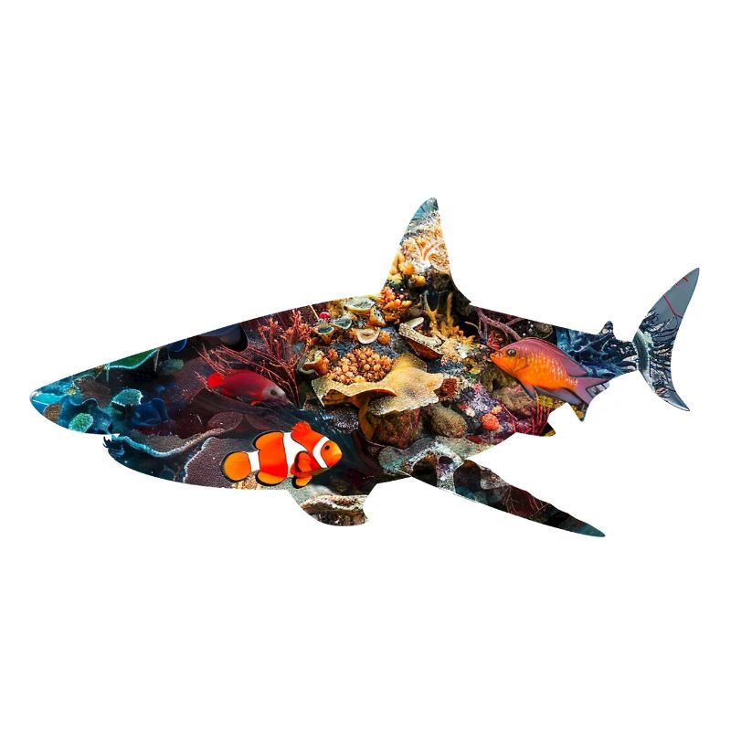 Récif de corail requin poisson silhouette