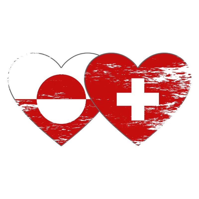 Drapeau du drapeau du Groenland Suisse Forme de cœur utilisée