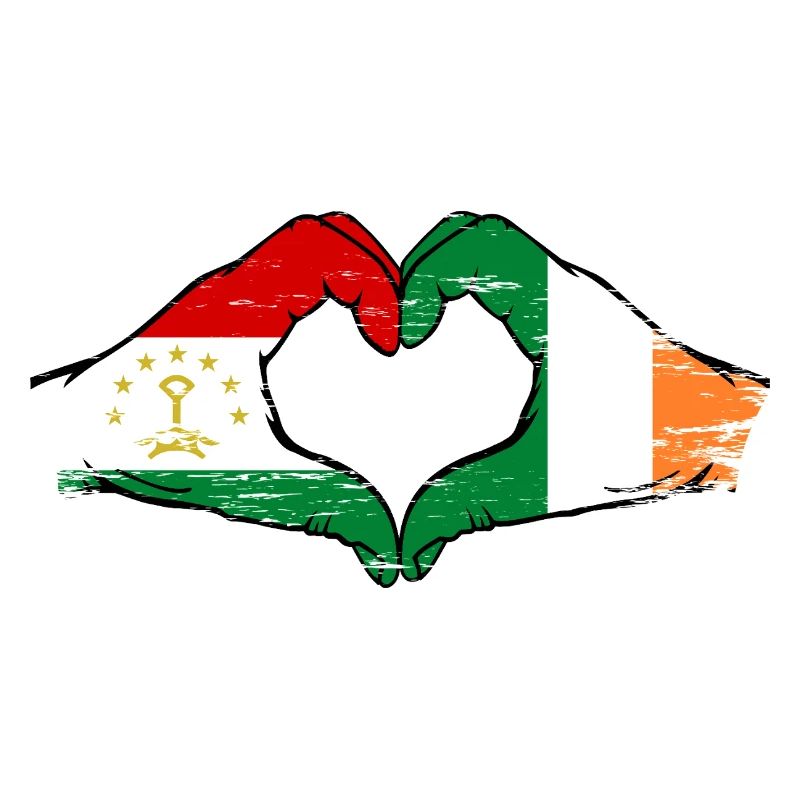 Drapeau d’Irlande du Tadjikistan Mains Forme de cœur