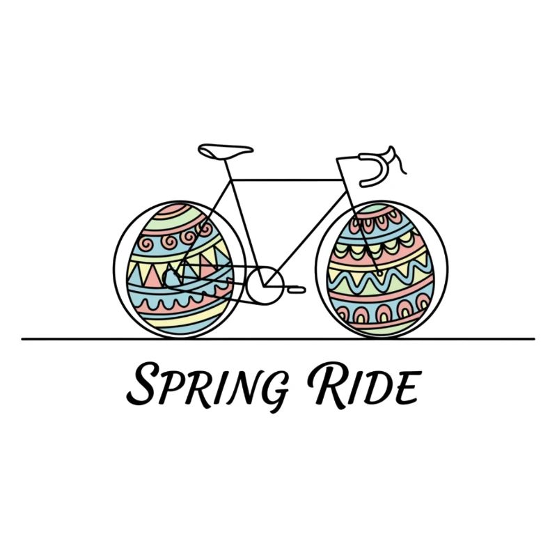 Spring Ride Easter Bike Line Art