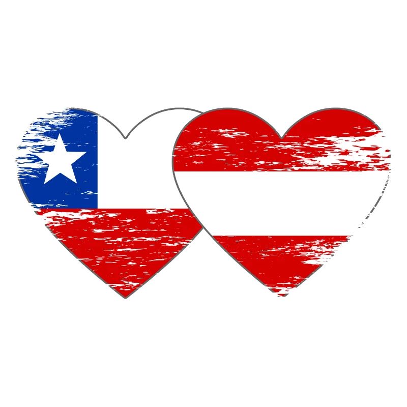 Chile Austria Flag Heart