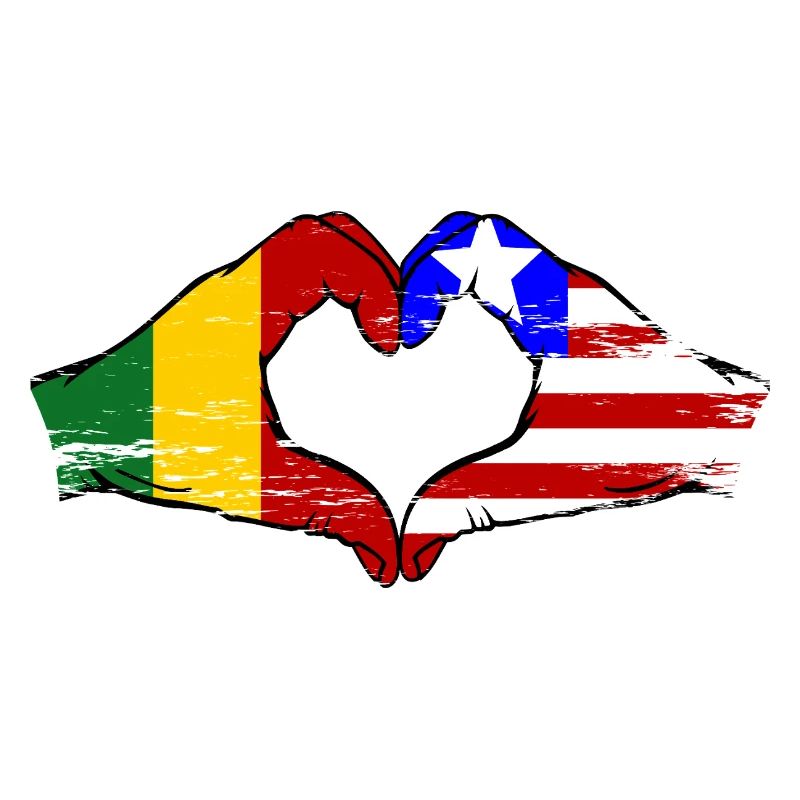 Mains du drapeau Mali du Libéria Mains de cœur utilisées