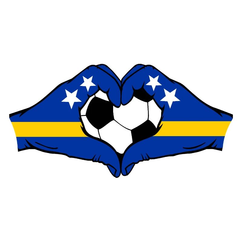 Mains du drapeau de Curaçao en forme de cœur