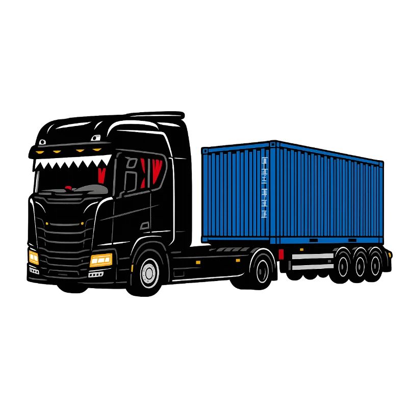 Container-Trucker auf Achse mit der Büchse.