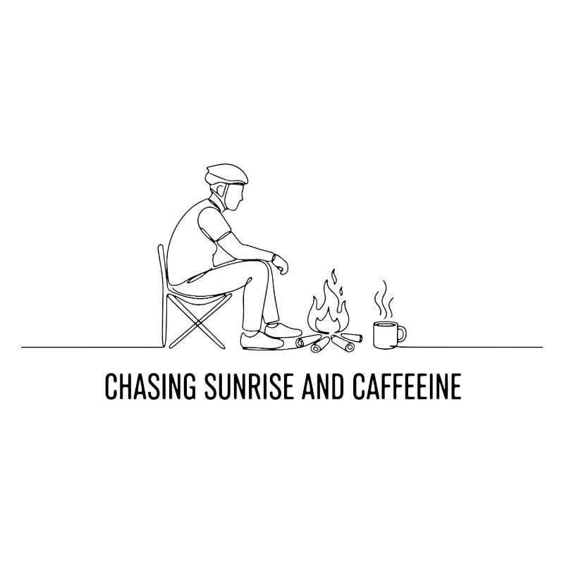Chasing Sunrise and Caffeine Cyclist Art