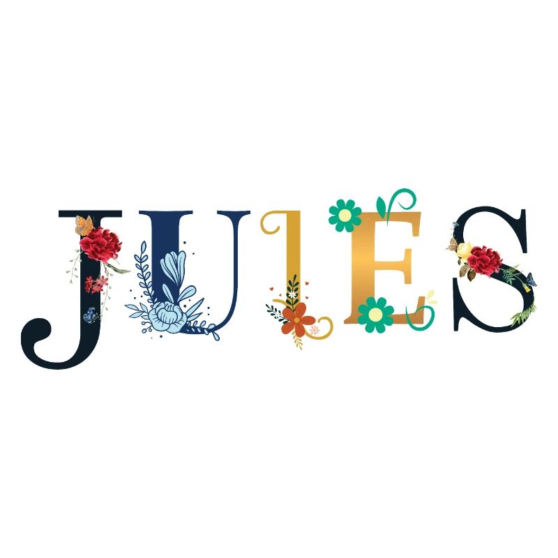 Le nom de JULES est orné de fleurs