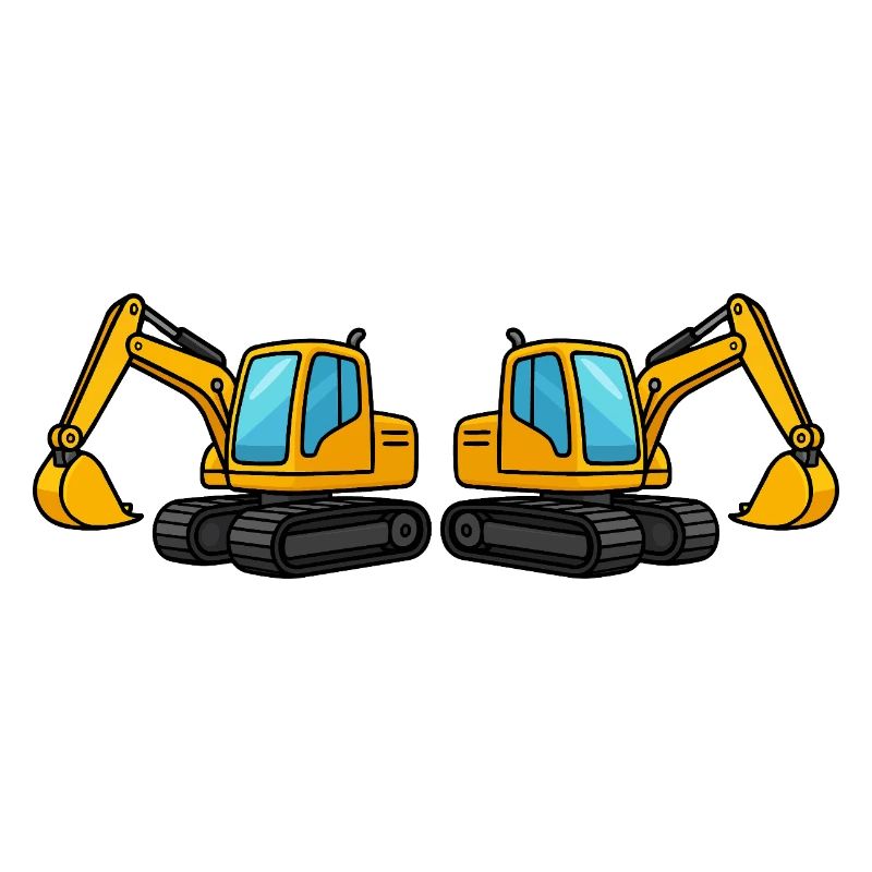 Silhouette de machine de construction double