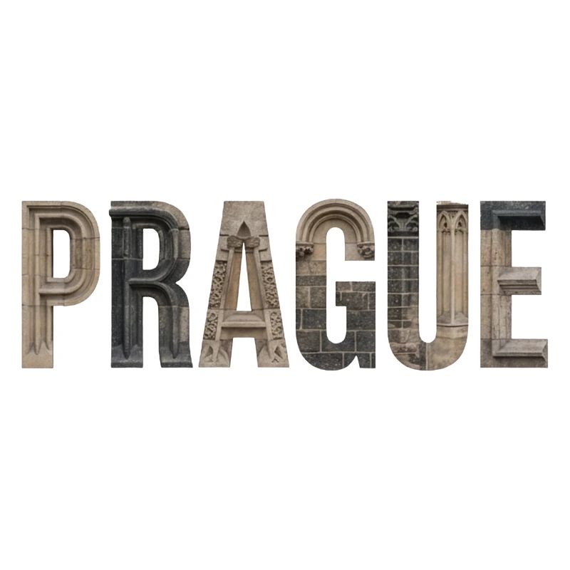 Prague Typography with Historical Architecture