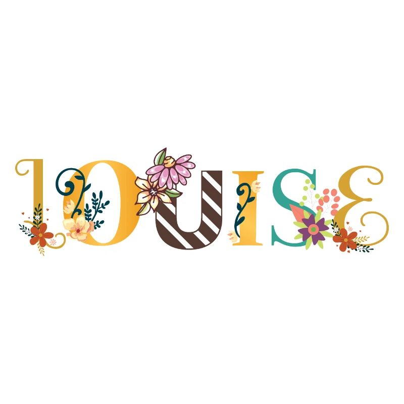 Art du nom LOUISE avec des fleurs brodées