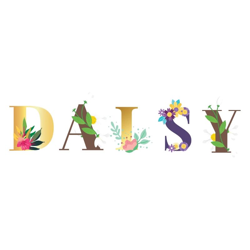 Art du nom DAISY avec des fleurs brodées