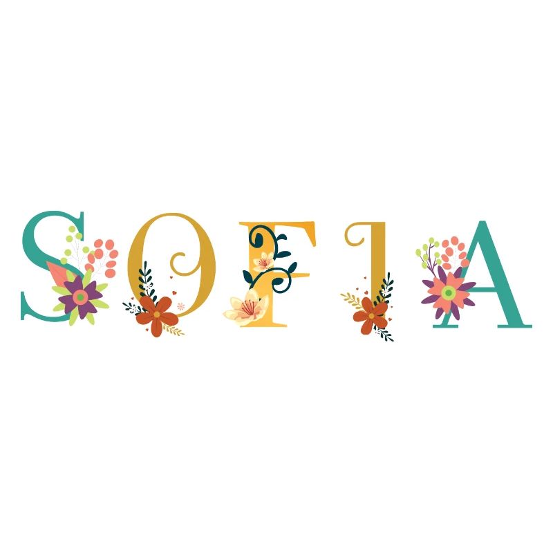 SOFIA Namenskunst mit gestickten Blumen